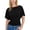 Black, variant on Women's Casual Short Sleeve Cinched Waist Top, Boat Neck Ruched Tee Shirt, Trendy Going Out Blouse for Summer Daily Wear White L