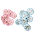thumbnail image 4 of paquetes de botones de revelación de género, material de metal, azul, rosa, patrón inglés, atractivo, decorativo, para fiesta, insignia de revelación de género, 4 of 15