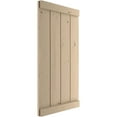 thumbnail image 3 of Ekena Millwork 22"W x 64"H Rustic Four Board Joined Board-n-Batten Knotty Pine Faux Wood Shutters w/End Batten (Per Pair), Primed Tan, 3 of 10