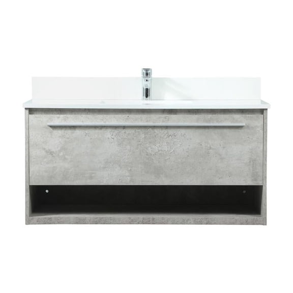 40 inch single bathroom vanity in concrete grey with backsplash