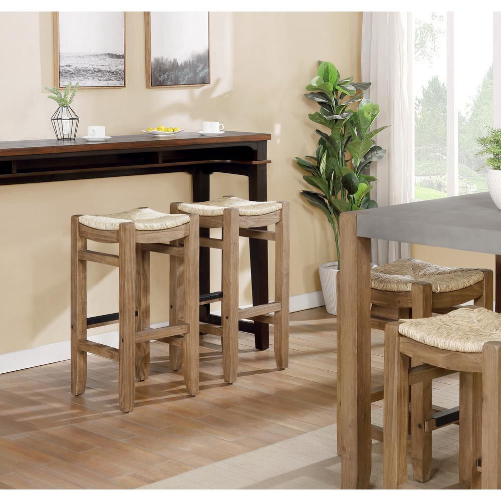 Alaterre Furniture Newport 30"H Wood Bar Stool with Rush Seat