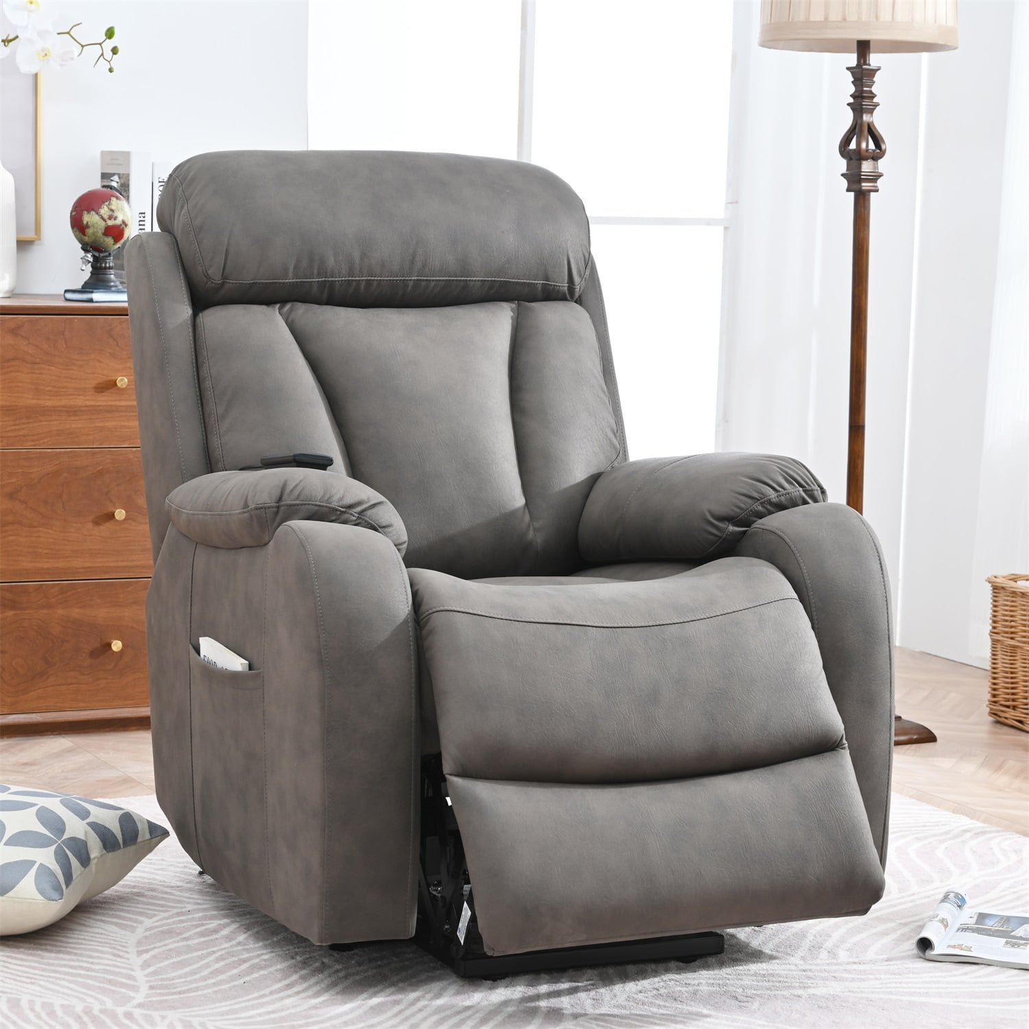 Resenkos Massage Recliner Chair, Fabric Recliner Sofa Home Theater Seating with Lumbar Support, Power Lift Recliner Chair for Living Room, Brown-1 Resenkos Massage Recliner Chair, Fabric Recliner Sofa Home Theater Seating with Lumbar Support, Power Lift Recliner Chair for Living Room, Brown-1