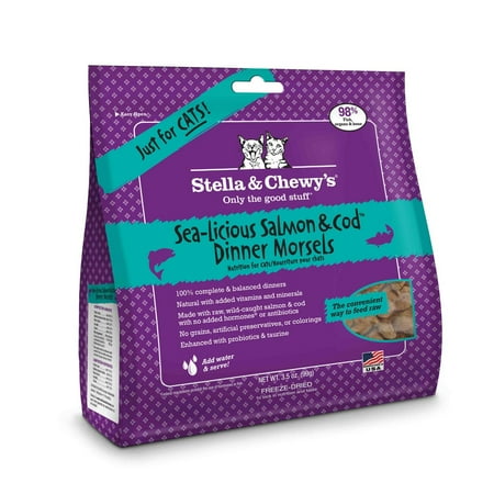UPC: 0186011001134 | Stella & Chewy s Salmon & Cod Dinner Morsels Grain-Free Freeze-Dried Raw Dry Cat Food  3.5 oz.