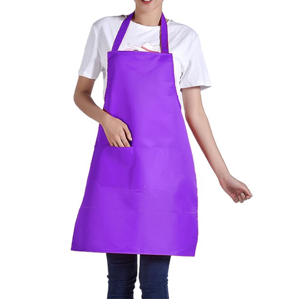 Bewildely Delantal ajustable del babero del cocinero de la cocina del lino del algodón del poliéster 12pcs fácil de usar en cualquier Suministros de limpieza para el hogar púrpura