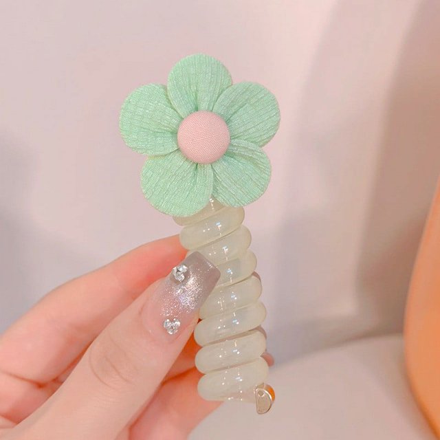 Elastic Hair Bands For Girls 7 cm Stretchable Telephone Wire Design With Cartoon Animal Fruit Flower Patterns