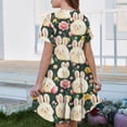 thumbnail image 5 of yuCgh Floral Easter Dress for Toddler Girls, Short Sleeve Summer Dress with Pocket, Casual Party Dress for Easter Day & Spring Outings,Army Green 110, 5 of 5