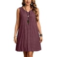 thumbnail image 6 of ClodeEU Plus Size Women's V Neck Sleeveless Mini Dress,Casual Summer Loose Dress Wine,Women's Plus XXXXXL, 6 of 8