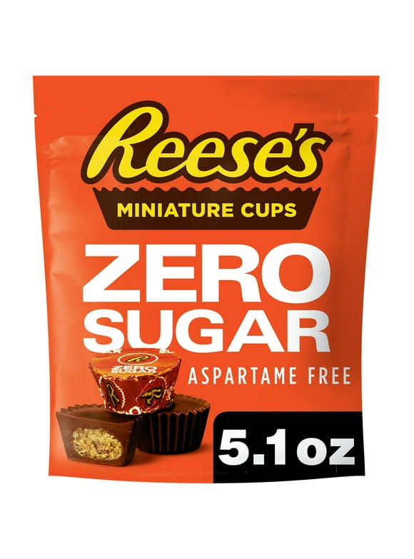 Reese's Zero Sugar Miniatures Chocolate Peanut Butter Cups Candy, Bag 5.1 oz