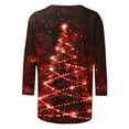 thumbnail image 4 of Christmas Costumes for Women Glitter Christmas Tree Shirt Womens 3/4 Sleeve Tops Crewneck Casual T Shirt Vacation Shirts, 4 of 5