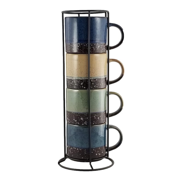 Marcelle , Juego de Tazas de Café de Cerámica Apilables de 4 Piezas de 14 oz
