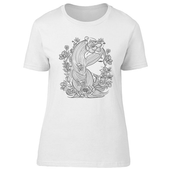 Floral Woman Doodle Tee Women's -Image by Shutterstock