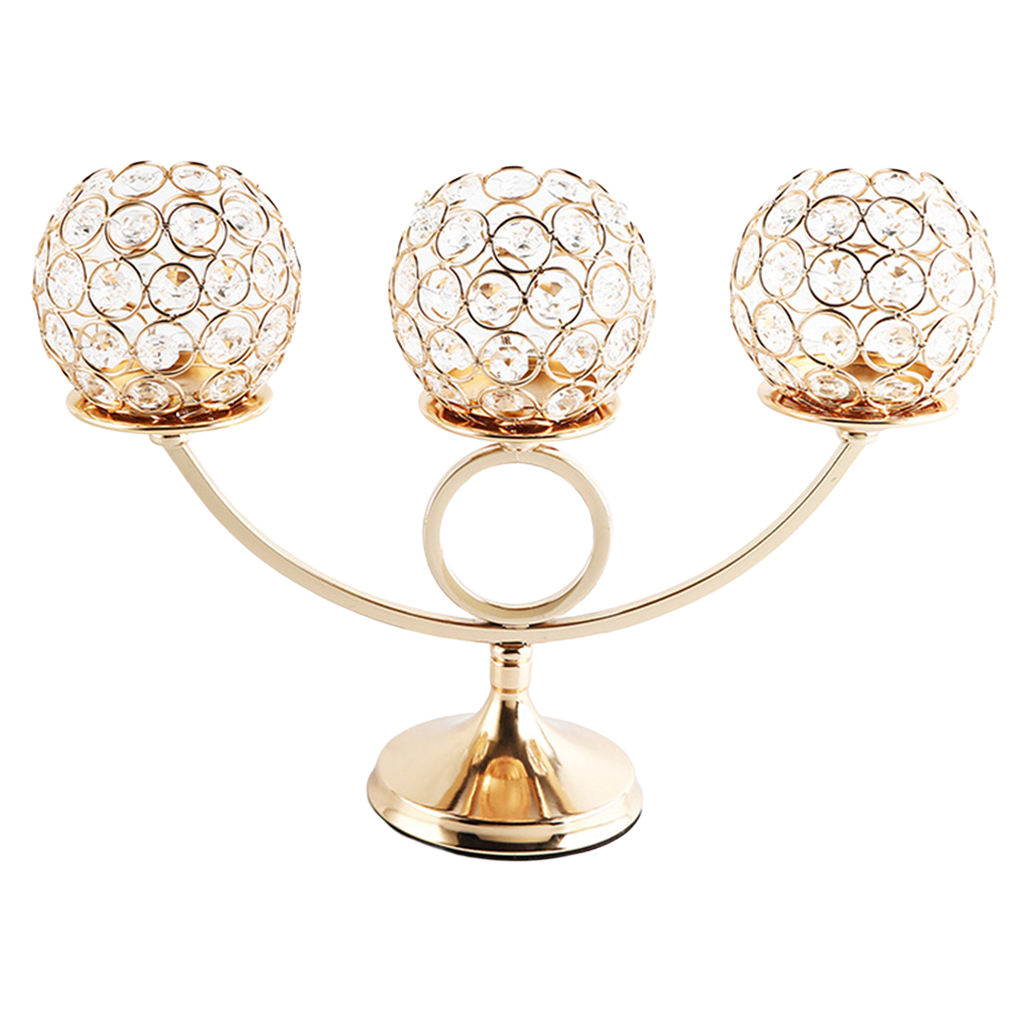Crystal Candle Holders,3 Arms Metal Crystal Candelabra Holders