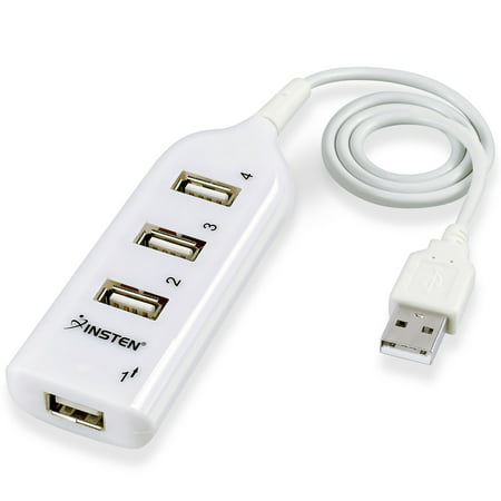 Insten Mini 4 Port USB Hub for Laptop Computer USB 2.0 High Speed Hub 480 Mbps (Best Usb Port Hub)
