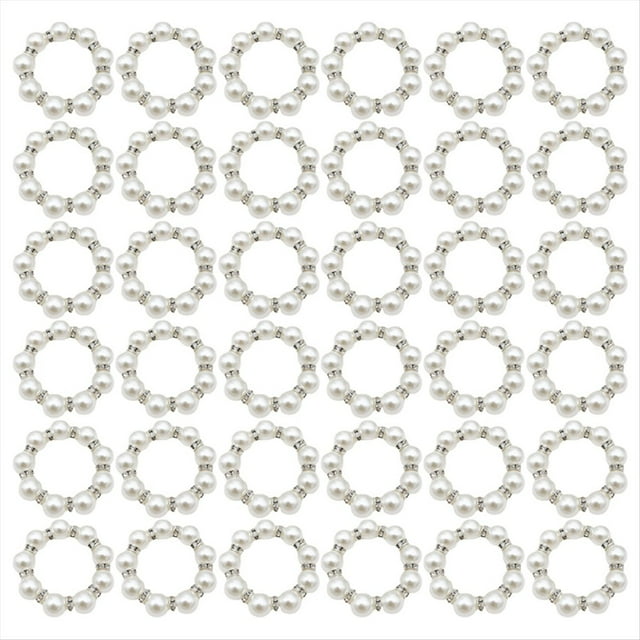 100 Uds Anillos para Servilletas Perlas Soporte para Servilleteros Anillos para Servilletas con Cuentas Imitación Anillos para Servilleta Elegantes con Diamantes Imitación Hebilla