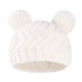 thumbnail image 5 of EnJoCho Baby Knitted Wool Hat Baby Autumn Winter Children Double Ball Pullover Hat Solid Color Warm Wool Hat For Children Toddler Kids Casual Fashion Headwear, 5 of 7