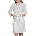 thumbnail image 2 of Antinious Plus Size Knit Robe Robes for Women Patchwork Pineapple Check Long Bathrobe Soft Warm Sleepwear,Robes for Women,Women Pajamas Bathrobes,White,XL, 2 of 4