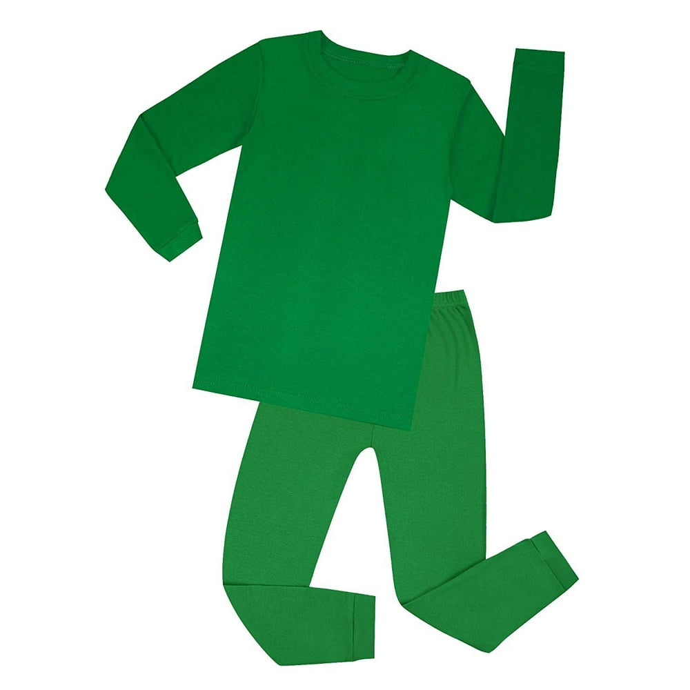 Elowel Pajamas Elowel Boys Green Solid 2 Piece Pajama Set 100 Cotton