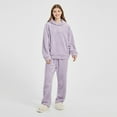 thumbnail image 2 of jtjvou 2 Piece Lounge Sets for Women Fuzzy Fleece Pajamas, Cute Bear Ear Hoodies with Long Pants Matching Sleepwear Outfits Purple XL, 2 of 3