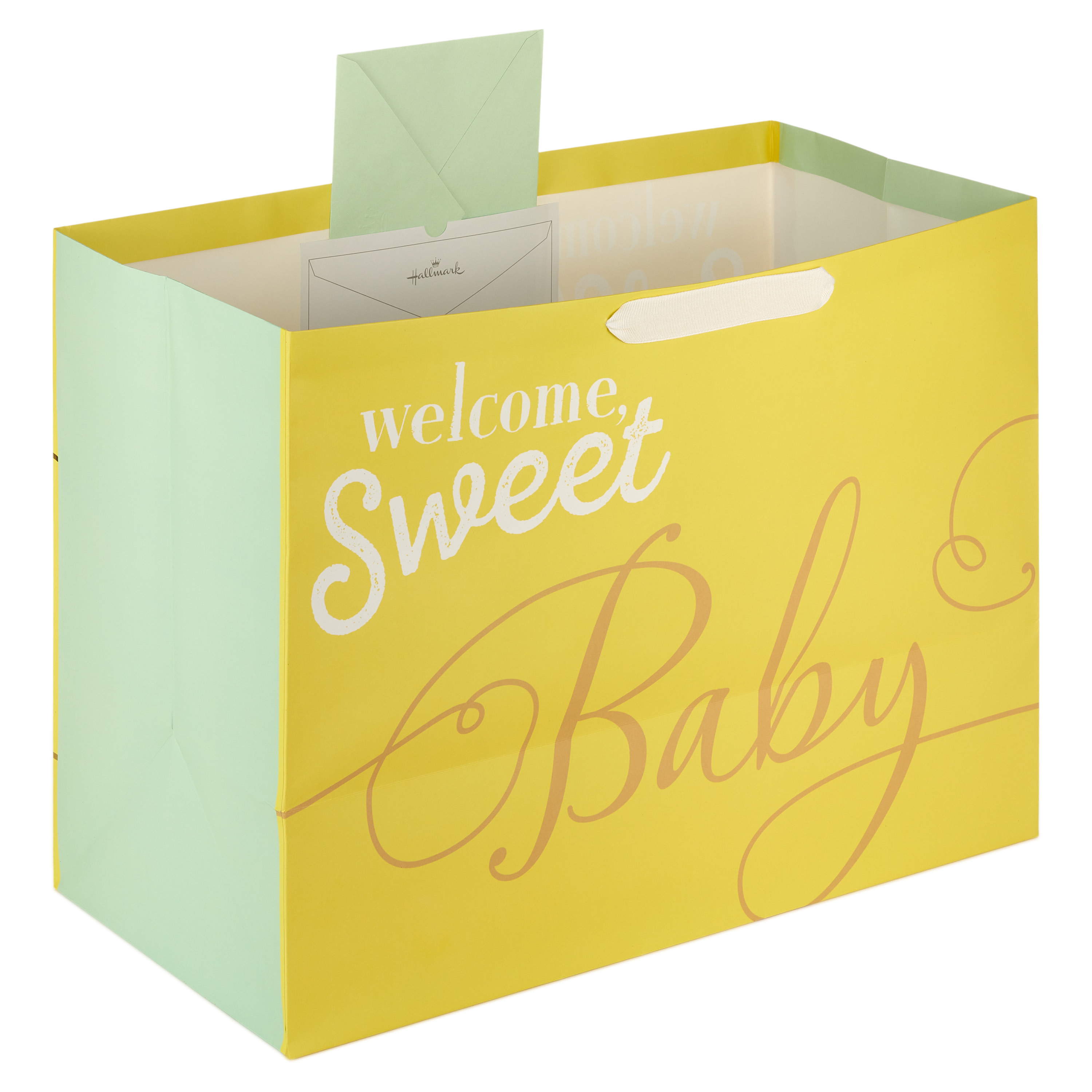 Hallmark Jumbo Horizontal Gift Bag (Welcome Sweet Baby on Yellow)
