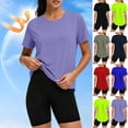 thumbnail image 2 of AHTJRT Women's UPF 50+ Sun Protection T-Shirts Quick Dry Short Sleeve Tees Athletic Hiking Running Gym Yoga Pilates Shirts Rash Guards Purple#02 M, 2 of 10