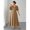 Khaki, variant on Plus Size Khaki V-Neck Short Sleeve Casual Midi Dress
