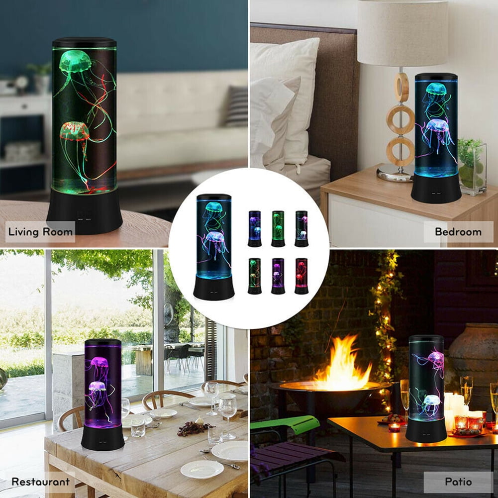 EDIER 15" Jellyfish Lamp, LED Fantasy Jelly Fish Light, 7 Color Setting Jellyfish Tank Table Lamp