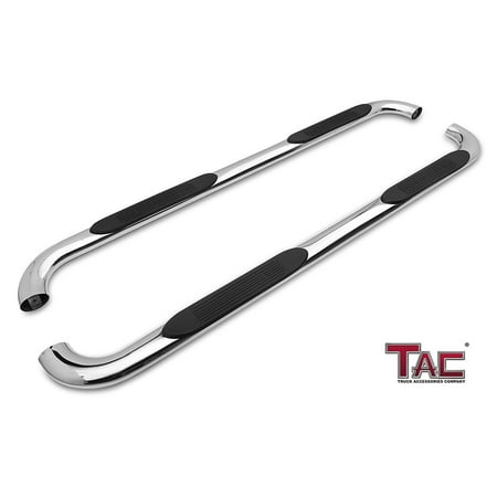 TAC Side Steps for 2001-2018 Chevy Silverado / GMC Sierra 1500/2500/3500 Crew Cab (Excl. C/K “Classic”) 4” Oval Bend T304 Stainless Steel Side Bars Nerf Bars Running (Best Nerf Bars For Silverado)