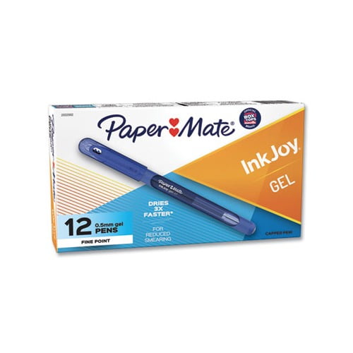 InkJoy Gel Pen Stick, Fine 0.5 mm, Blue Ink, Blue Barrel, Dozen