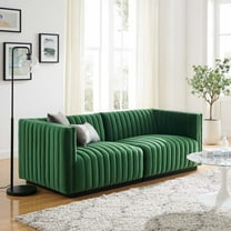 Modway Conjure Channel Tufted Performance Velvet Loveseat in Black Emerald
