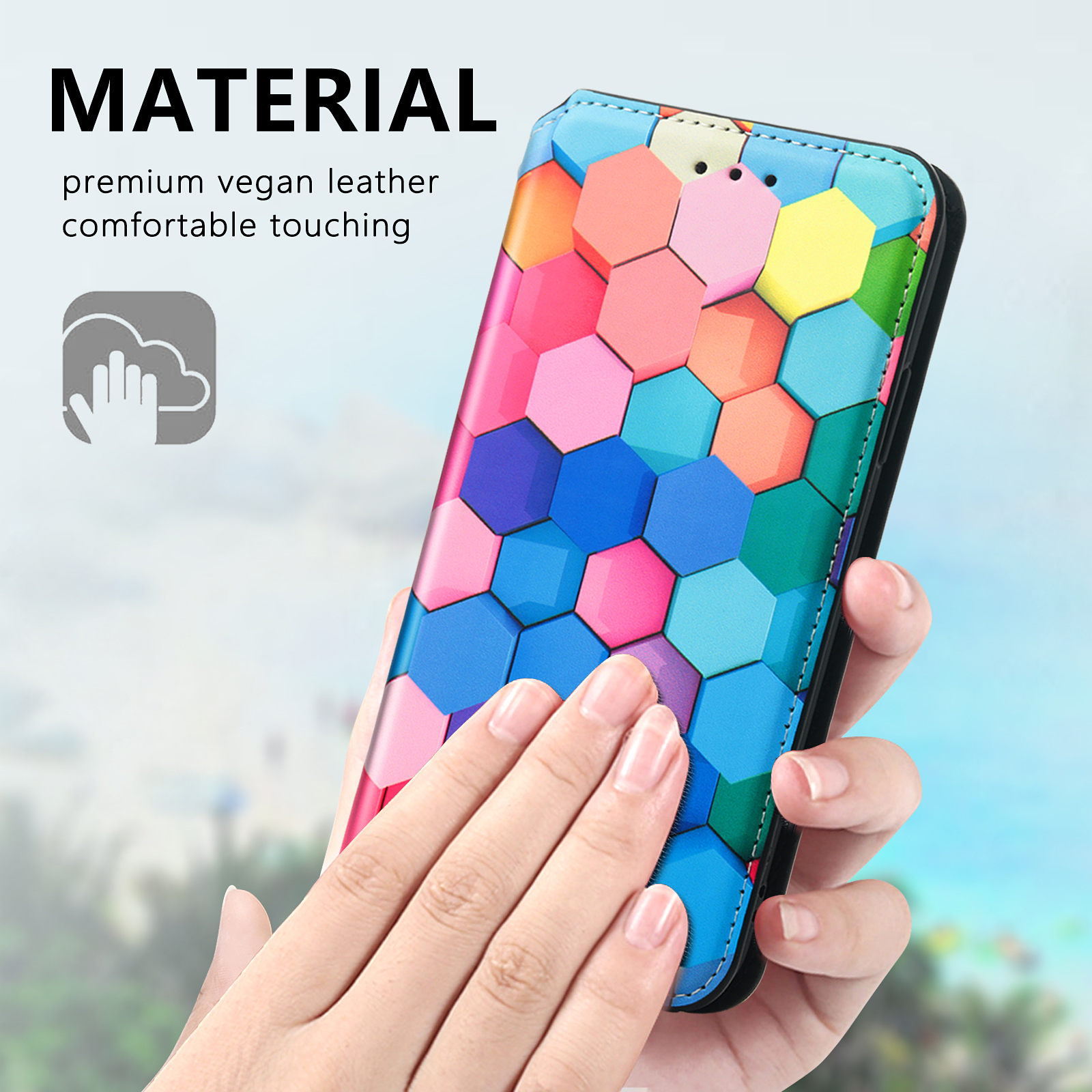 Case for Samsung Galaxy S21 Case, Galaxy S21 Case Wallet Case PU Leather and Hard PC RFID Blocking Slim Durable Protective Phone Case Cover For Samsung Galaxy S21,Rainbow Cube - image 4 of 9