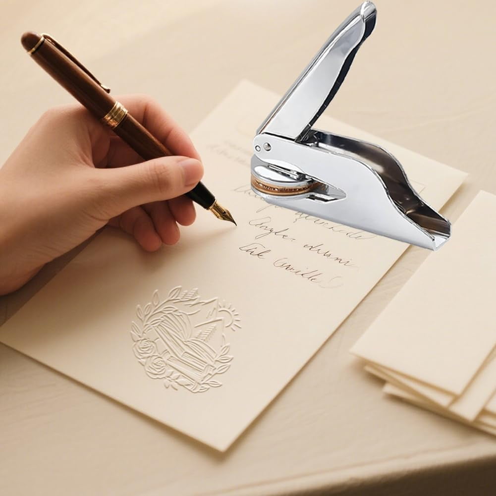 Book Embosser Personalized Mountain Book Pattern Book Stamp Durable Library Stamp with Handle Set