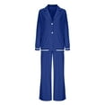 thumbnail image 4 of HAPIMO Women's Sets Oversized Blazer Jacket with Wide Leg Pants Long Sleeve Notch Lapel Button Down Suit Jacket Spring Fall Casual 2 Piece Outfits Blue XXL, 4 of 8