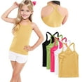thumbnail image 6 of 5 Pack Girls Cami Tops, Soft Cotton Camisoles, Kids Sleeveless Tanks Spaghetti Strap Tank Tops Undershirts, 6 of 8