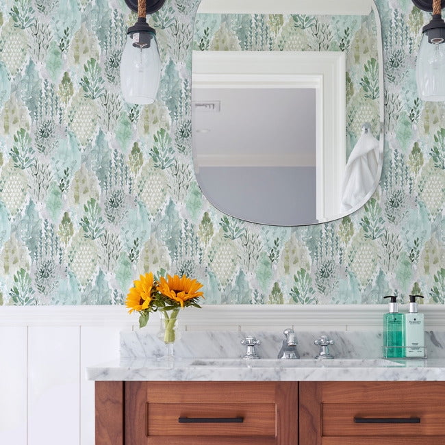 RoomMates Watercolor Tree Mosaic Peel and Stick Wallpaper