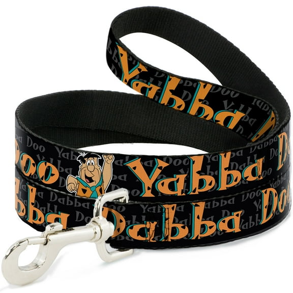 The Flintstones Pet Leash, Dog Leash, Fred Face Pose Yabba Dabba Doo Black Gray Orange, 6 Feet Long 1.0 Inch Wide