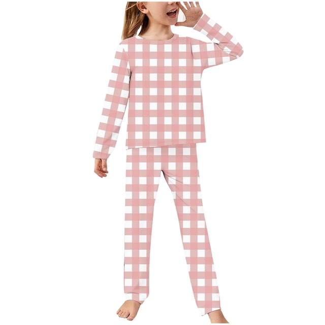 Ensemble de Vêtements pour Enfants en Liquidation Flanelle pour Enfants Col Rond Pyjama Imprimé Ensemble Manches Longues Pantalon Long Épaissi Tenue d'Intérieur Ensemble de Vêtements pour la Maison Pyjamas pour Enfants Nouveau Rose 12 Ans