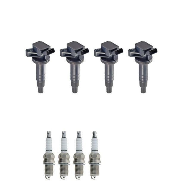 Set of 4 ISA Ignition Coils and 4 Autolite Spark Plugs For 20002008 Toyota Corolla Matrix