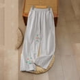 thumbnail image 2 of Ruimatai Women's Elastic Waist Floral Embroidered Wide Leg Casual Pants with Pockets for Loungewear Daily Wear, 2 of 8