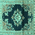 thumbnail image 1 of Ahgly Company Indoor Square Medallion Turquoise Blue Traditional Area Rugs, 3' Square, 1 of 4