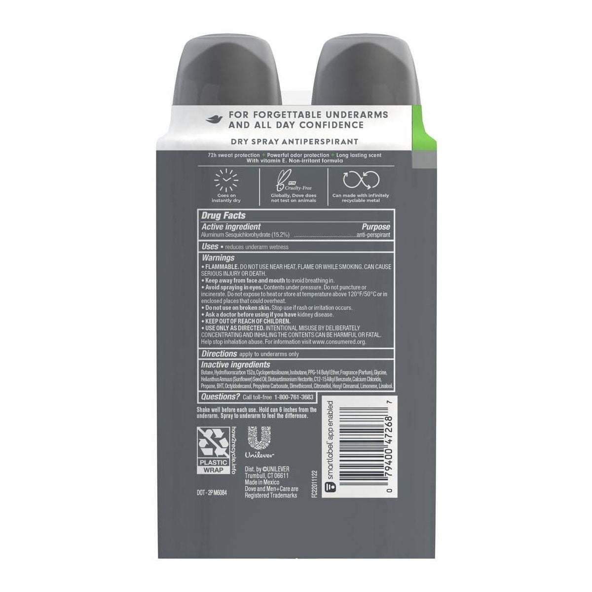 2X - Dove Men+Care Antiperspirant Deodorant - Extra Fresh - 3.8oz/2ct