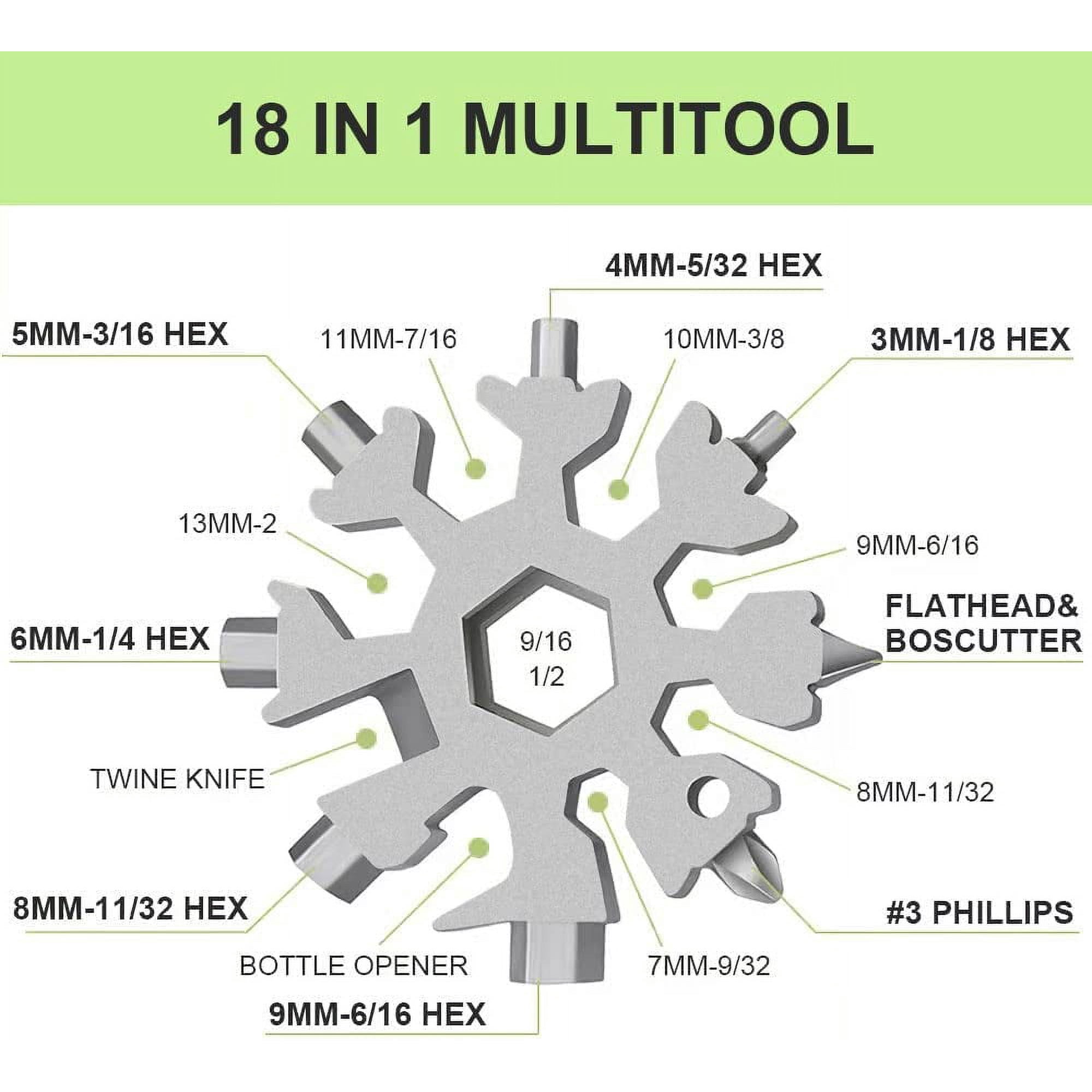 LABAKUI-18-in-1 Snowflake Multitool Stocking Stuffers for Men Cool Camping Tool Gadgets for Men Unique Gifts for Dad Husband Boyfriend (Silver)