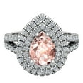thumbnail image 4 of Pear Cut Pink Morganite Double Halo Engagement Ring Split Shank 14K White Gold 2.75 CT TW (G,SI), 4 of 5
