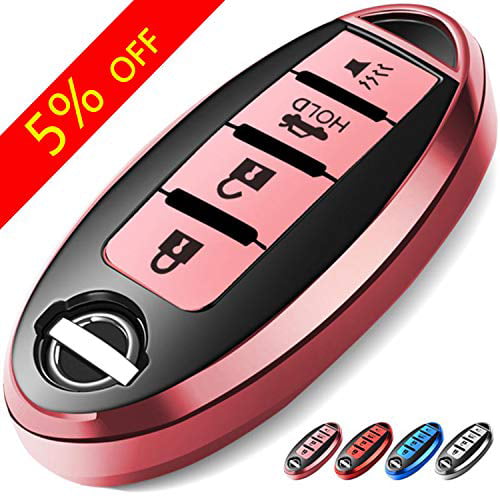 TANGSEN Key Fob Case Blue Cover for Infiniti EX FX X G JX M Q QX Series for Nissan Altima Coupe Armada GTR Maxima Murano Cross CABRIOLET Pathfinder Rogue SENTRA Versa 4 Button Keyless Entry Remote 