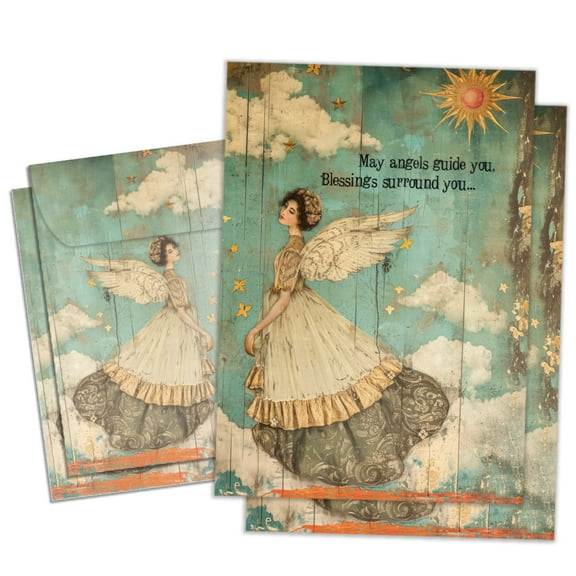 Tree-Free Greetings Support & Encouragement Greeting Card 2 Pack, 5 x 7, Angels and Blessings (GT69935)