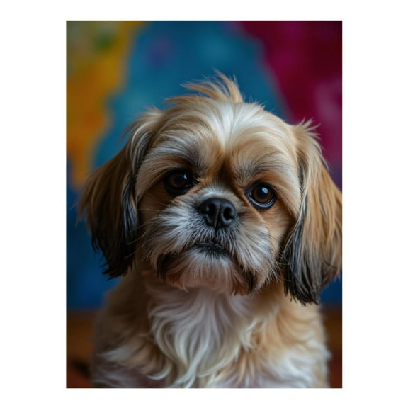 Diamond Art Kit for Adults, Cute Shih Tzu Colorful Background Diamond Painting for Adults Beginners, DIY Diamond Art Painting Kits, 5D Diamond Painting Crafts for Home Decor 12x16 Frameless