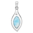 thumbnail image 4 of Auriga Fine Jewelry 925 Sterling Silver Rhodium-plated Polished Larimar Pendant for Women (L-35.6mm, W-12.8mm), 4 of 7