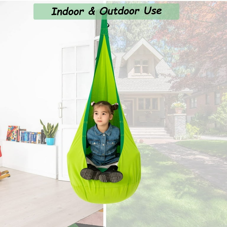 Kids Pod Swing Seat 100% Cotton Child Hammock Chair with PVC