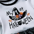 thumbnail image 7 of CONFREE Baby Girl Halloween Outfit Short Sleeve Cute Pumpkin Print Bodysuit Shoes With Hairband Hallowmas Performance Outfit Set Fall Clothing Set, 7 of 7