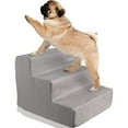 thumbnail image 1 of 3-Step Dog Steps for High Bed - Foam Pet Stairs for Small Dogs or Cats - Gray Stripes, 1 of 5