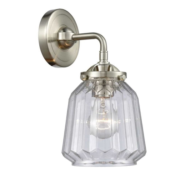 Innovations 284-1W-SN-G142-LED Chatham 1 Light Sconce part of the Nouveau Collection, Brushed Satin Nickel